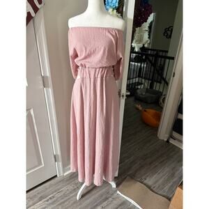 NWT Entro Rose & Remington Open Side and Back Pink Off the Shoulder Maxi Dress